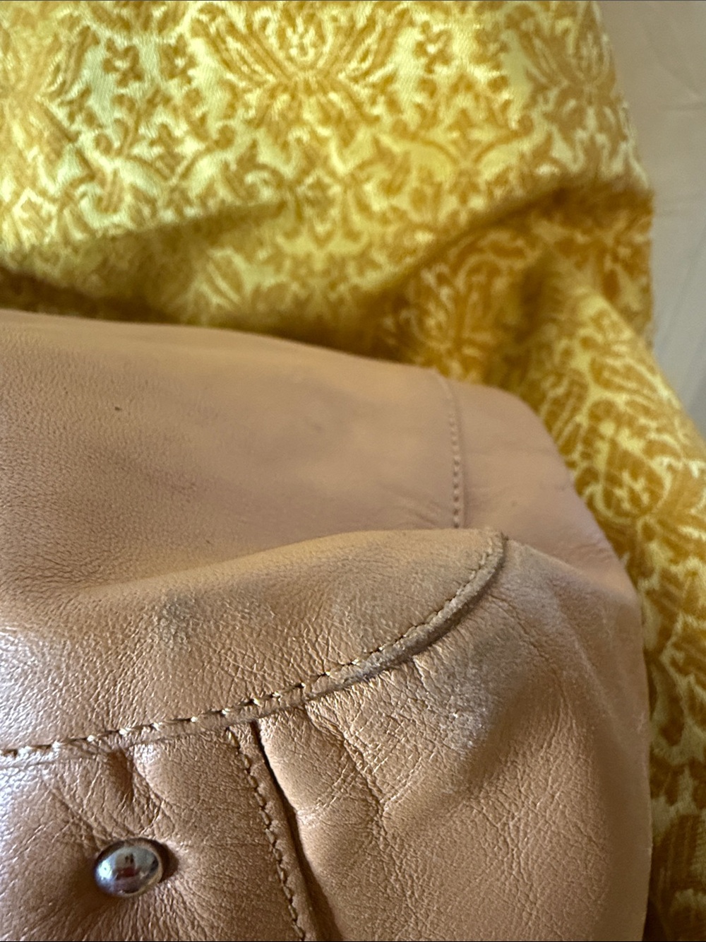 Brown Leather Shoulder Bag with Center Knot Accent - Picture 7 of 10